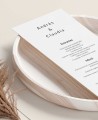Menu di nozze personalizzato in stile minimalista