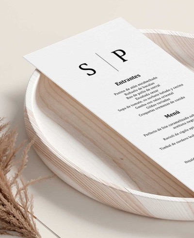 Minuta de boda personalizada estilo minimalista