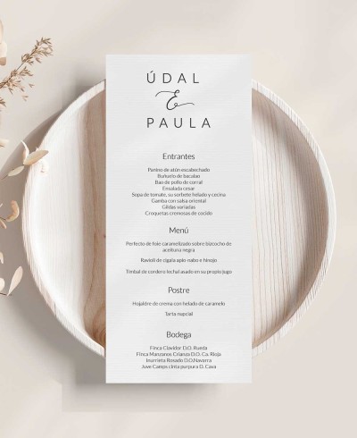 Elegant wedding menu minimal collection Paris