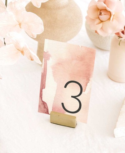 Número de mesa para bodas colección acuarela terracota