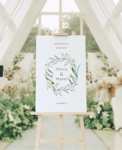 Affiche de bienvenue pour les mariages collection olivier et fleur d’oranger
