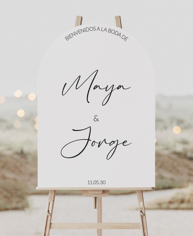 Willkommensplakat für Hochzeiten Namen Bogen