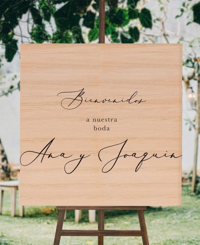 Sinal de madeira quadrado personalizado para casamentos