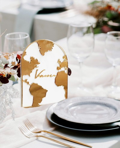 Números de mesa de acrílico para casamentos países