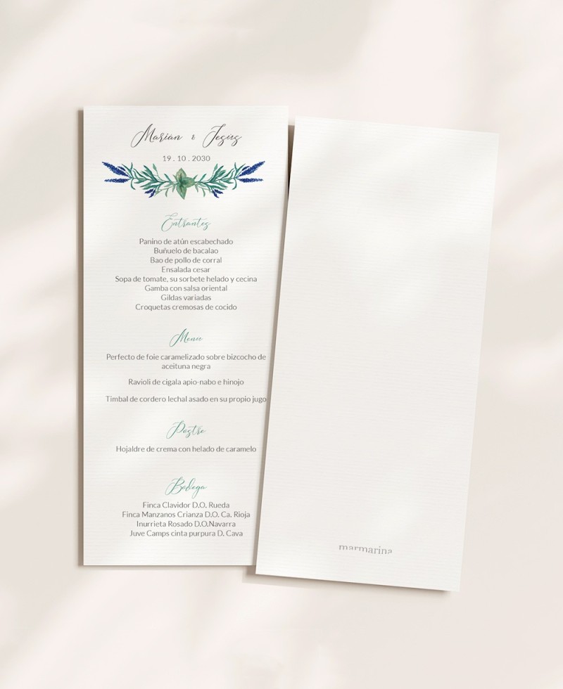 Back Wedding Menu Wild Hyacinths