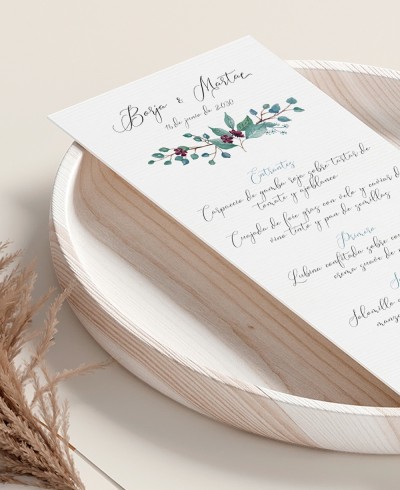 Eukalyptus und Rosen Hochzeitsmenü