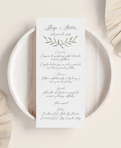 Menu pour mariages collection botanique