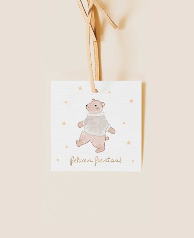 Etiqueta cuadrada infantil para Navidad