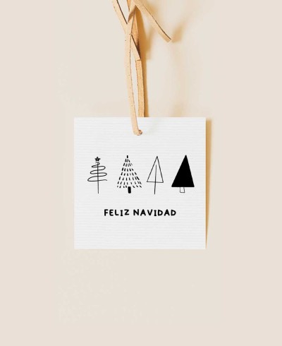 Etiqueta cuadrada minimal para Navidad