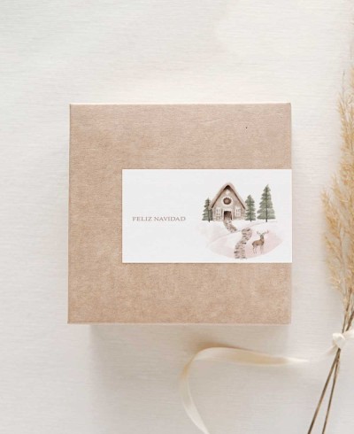 Pegatina rectangular decoración regalos de Navidad