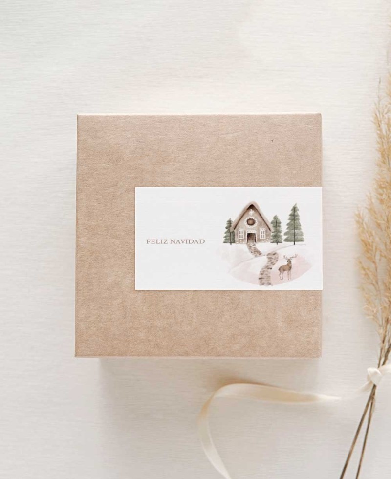 Pegatina rectangular decoración regalos de Navidad