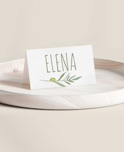 Segnaposto piegato per collezione botanica battesimale