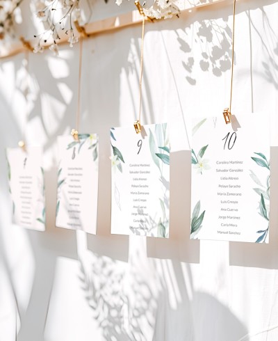 Plan de mesas para bodas colección botánica