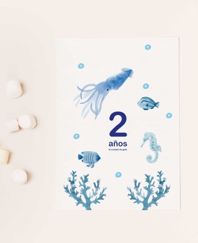 Invitation d’anniversaire animaux de la mer