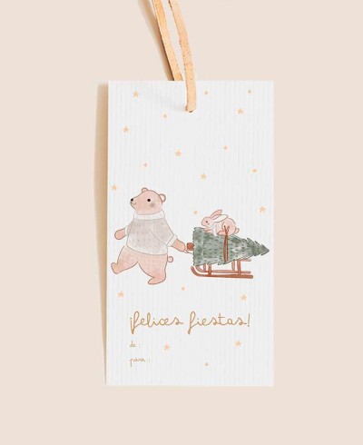 Étiquette de Noël rectangulaire pour enfants