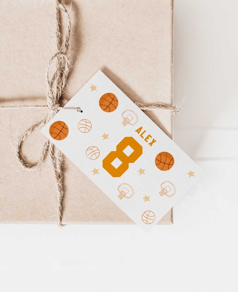 Dettaglio Compleanno Etichetta Basket