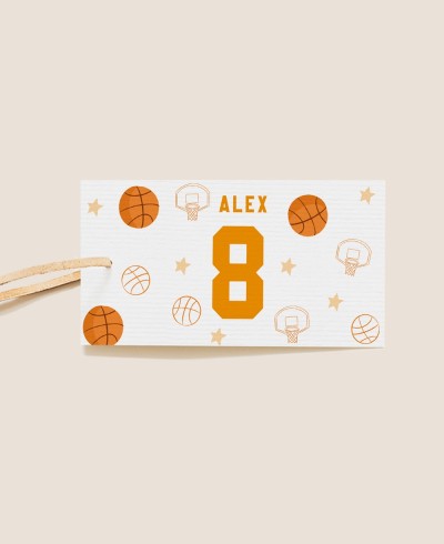 Etichetta rettangolare per compleanno basket