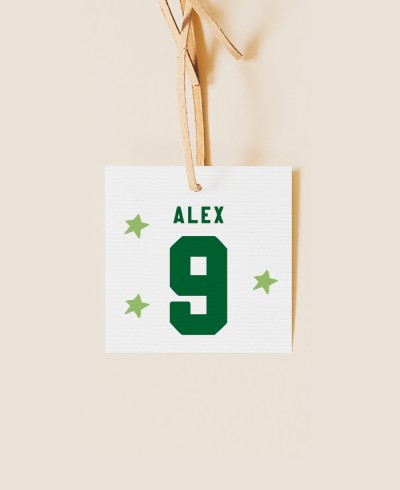 Etiqueta cuadrada para cumpleaños fútbol