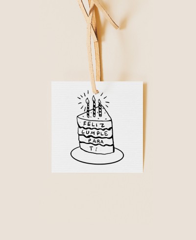 Etiqueta cuadrada para cumpleaños pastel