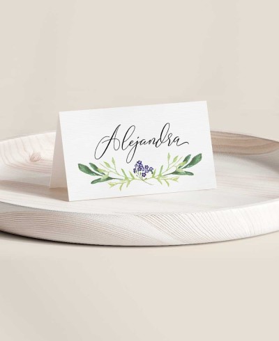 Puesto de mesa para bodas jacintos silvestres