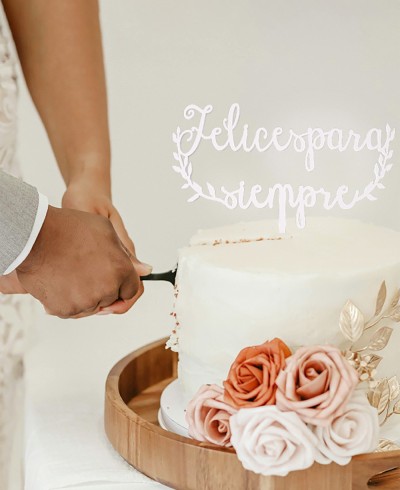 Vista general cake topper "felices para siempre"