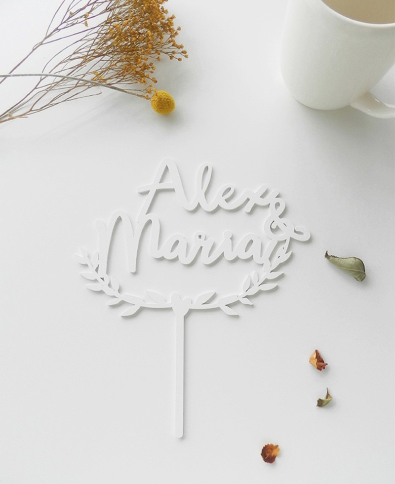 Vista superior cake topper para bodas