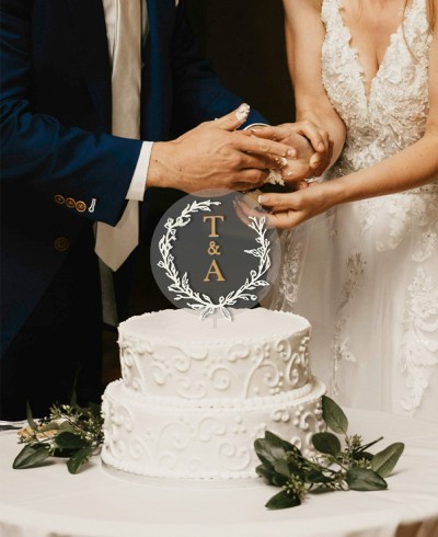 Vista general cake topper iniciales