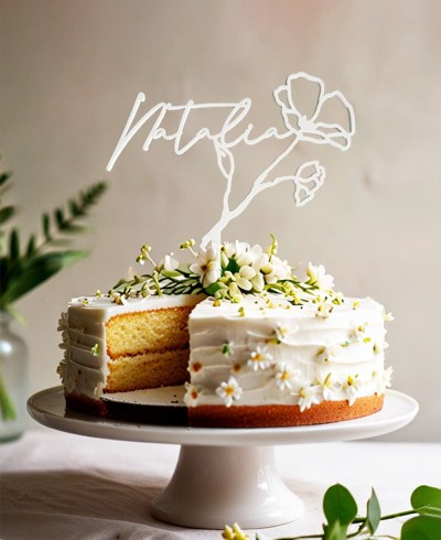 Vista general cake topper personalizado con nombre