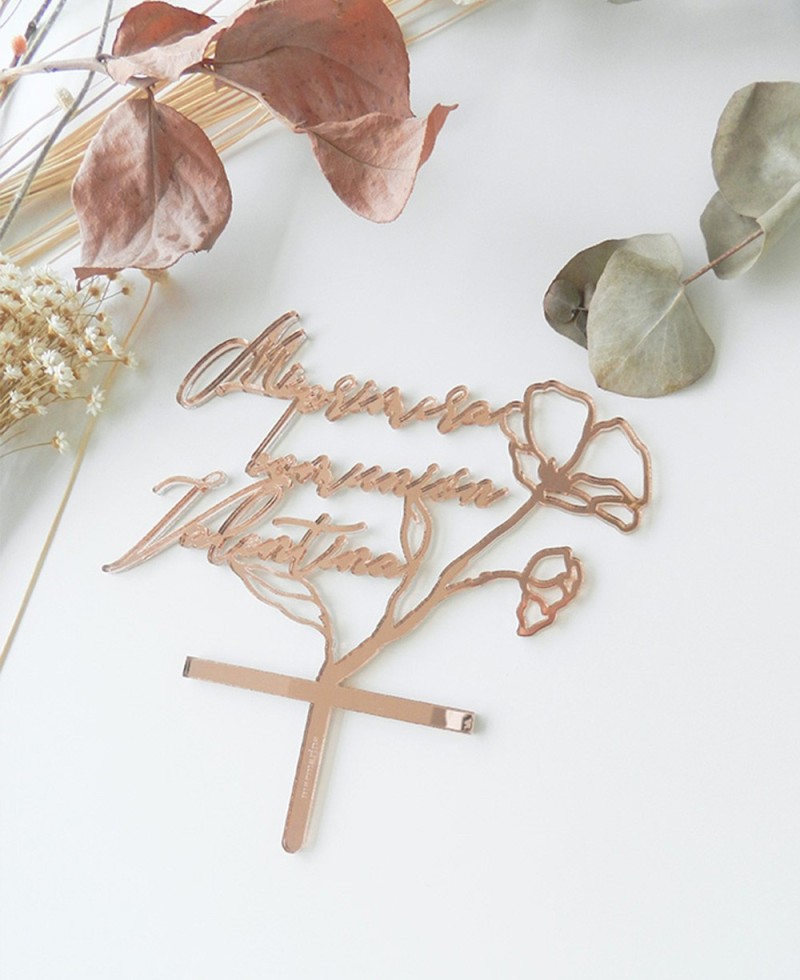 Vista superior cake topper para bodas