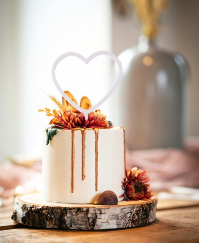 Overview cake topper with heart silhouette