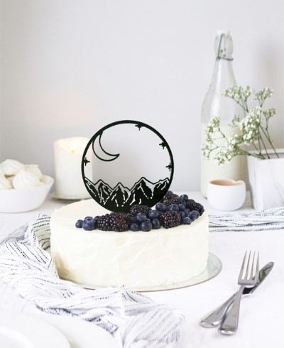 Overall view cake topper mountainous landscape