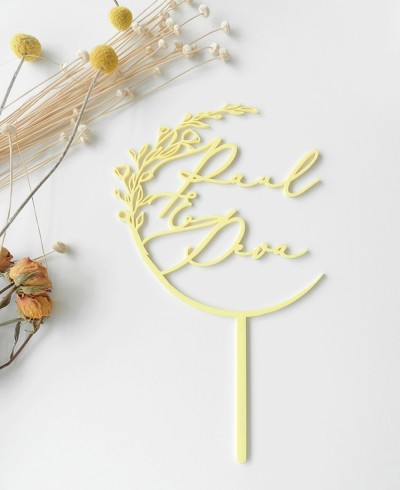 Vista superior cake topper para bodas