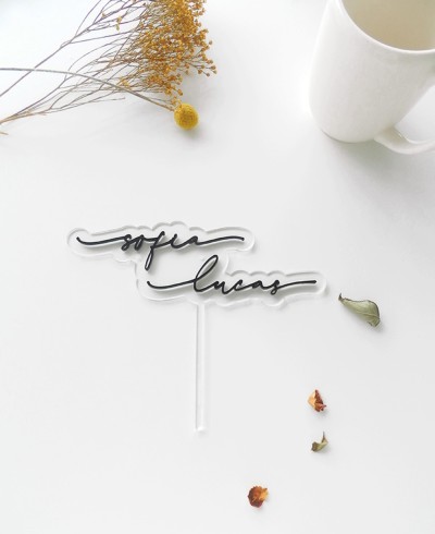 Vista superior cake topper para bodas