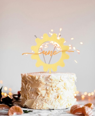 Vue d’ensemble personnalisé cake topper soleil avec nombre d’années