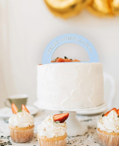 General view cake topper bow "Happy Birthday"