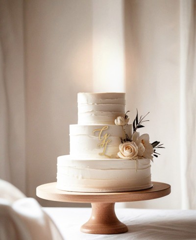 Vista general cake topper personalizado con iniciales