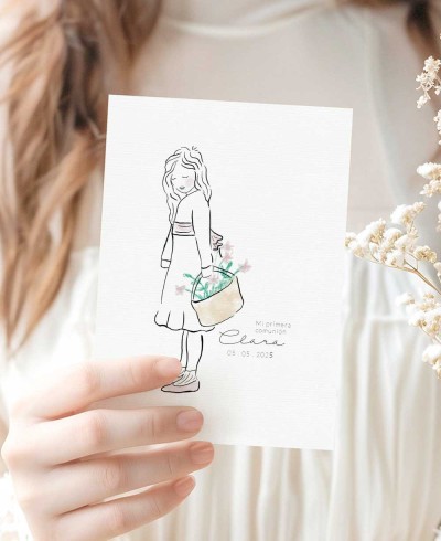 Invitación para comuniones retrato niña