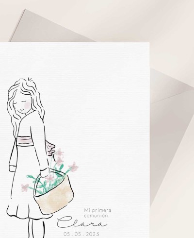 Zoom communion invitation drawing girl flowers