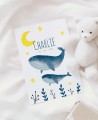 Invitación para bautizo marinera ballenas y estrellas