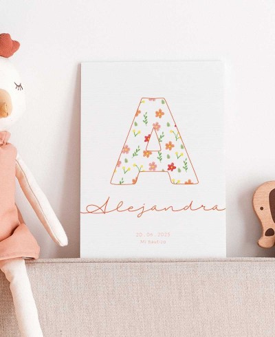 Invitación para bautizo inicial flores