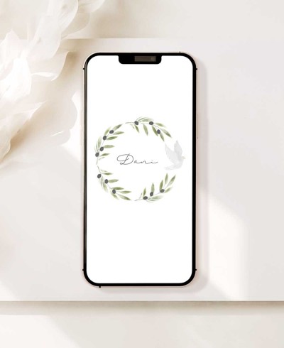Invitation numérique olive pour les communions