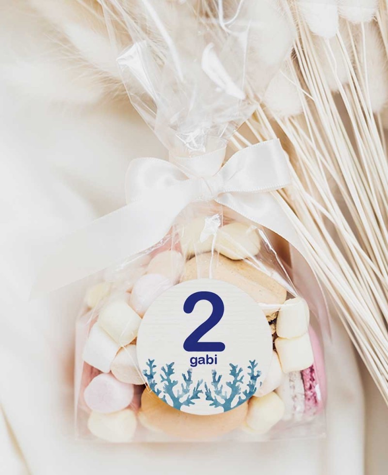 Detalles de cumpleaños pegatina redonda marinera