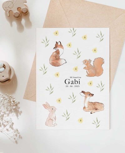 Convite para batismos de animais da floresta