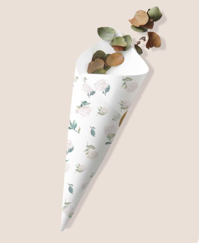 Cones de pétalas para casamentos, hortênsias rosa