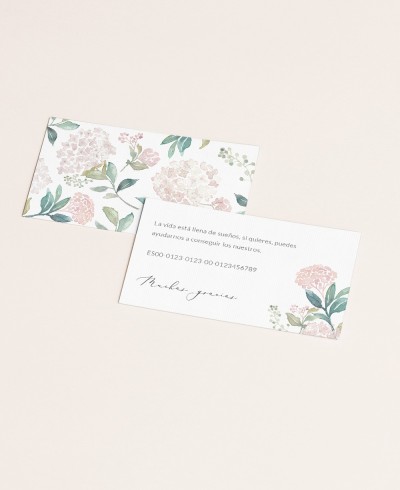 Tarjeta de lista de boda hortensias rosas