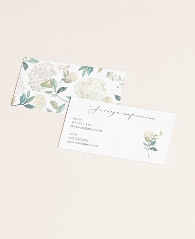 Tarjeta de confirmación para bodas hortensias blancas