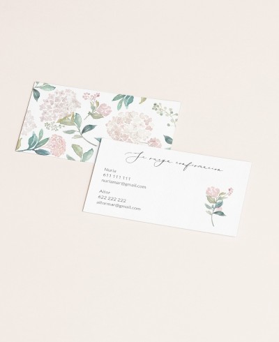 Tarjeta de confirmación para bodas hortensias rosas