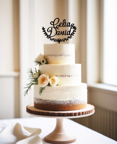Panoramica cake topper personalizzato con nomi