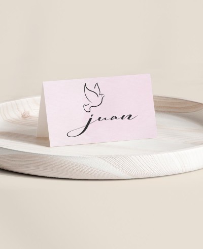 Puesto de mesa plegado para bautizos colección acuarela niñas