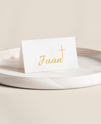 Puesto de mesa plegado para bautizos colección clásica cruz